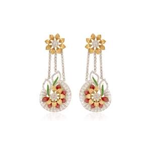 Designer Earrings with Certified Diamonds in 18k Yellow Gold - NK0895PER
